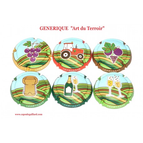 Série de 6 capsules de Champagne - GENERIQUE  Art du Terroir