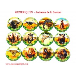 Série de 12 Capsules de Champagne GENERIQUE (Les Animaux de la Savane)