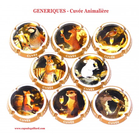 SERIE 8 CAPSULES DE CHAMPAGNE GENERIQUE (Cuvée Animalière)