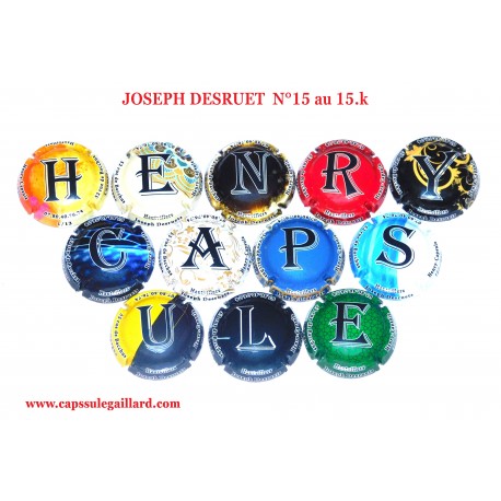 Série de12 Capsules de Champagne  JOSEPH DESRUETS  N°15 au 15.f